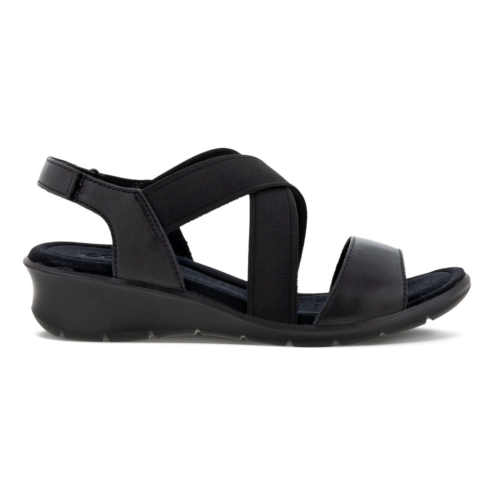 ECCO Womens Sandals Black - Finola Wedge - SMQ-108297